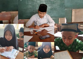 Siswa-Siswi MDT Tarbiyyatul Athfal Bojonggenteng Antusias Mengisi Soal UA-MDTA