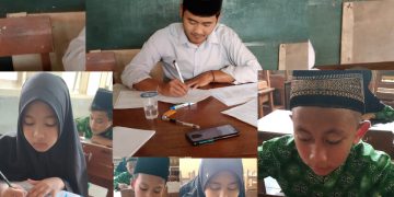 Siswa-Siswi MDT Tarbiyyatul Athfal Bojonggenteng Antusias Mengisi Soal UA-MDTA