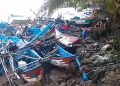 Dihantam Gelombang Besar, Puluhan Perahu Nelayan Minajaya Rusak dan Hilang