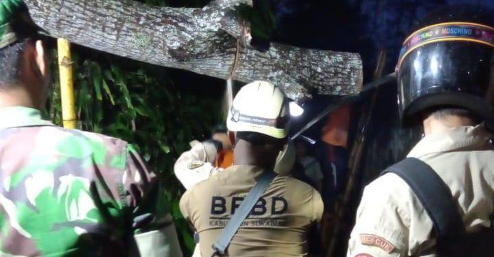 Akibat Angin Kencang Tiga Rumah Tertimpa Pohon di Parungkuda