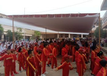 Senam Bersama Siswa-Siswi PaudQu/TK Al-Qur’an/MI/MDT Baitussalam di HUT RI Ke 77