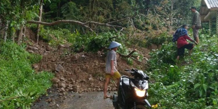 Longsor Tutup Jalan Timpa Rumah dan Kendaraan di Cikarang Cidolog