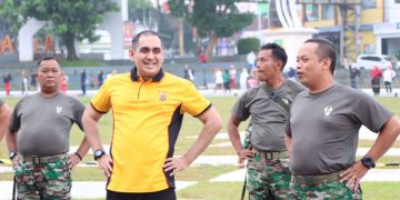 Senam Bersama Polri dan TNI di Lapang Merdeka Kota Sukabumi