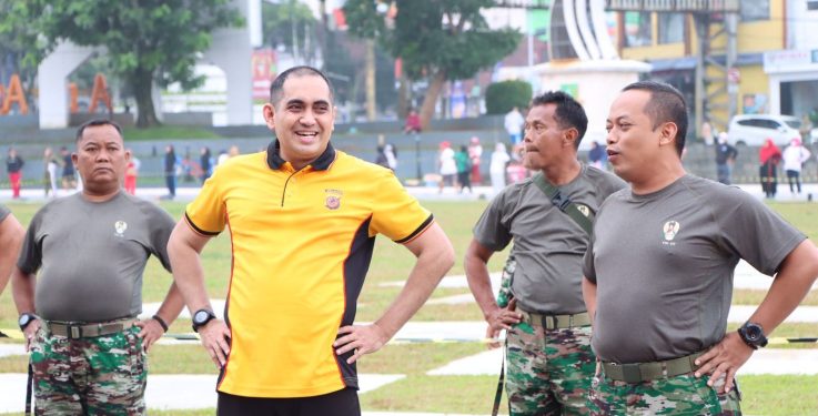 Senam Bersama Polri dan TNI di Lapang Merdeka Kota Sukabumi