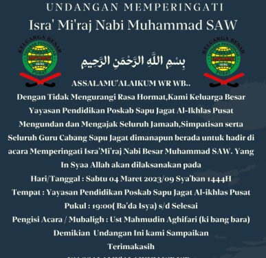 Undangan Isra Mi’raj di Poskab Sapu Jagat Pusat, Ini Rangkaiannya