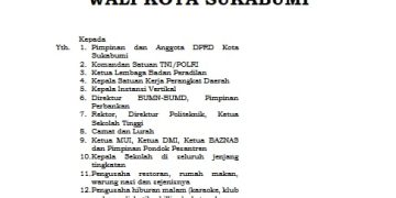 Inilah Dua Surat Edaran Wali Kota Sukabumi pada Ramadan 1444 Hijriyah