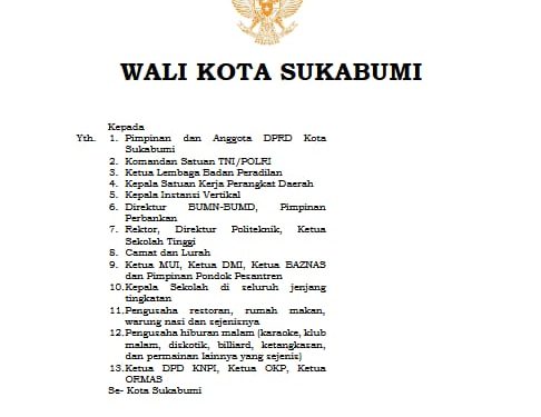 Inilah Dua Surat Edaran Wali Kota Sukabumi pada Ramadan 1444 Hijriyah