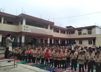 Usai Shalat Dhuha Siswa PaudQu/TKQ/MI/MDT Baitussalam Gelar Doa’ Bersama HUT RI Ke 78