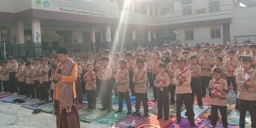 Siswa MI Baitussalam Cisaat, Gelar Sholat Ghaib untuk Muslim Palestina
