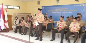 Ketua Kwarcab Pramuka Kabupaten Sukabumi Lepas Peserta Peran SAKA ke Jabar