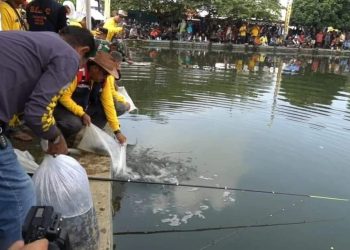 Bupati dan Dinas PU Bareng Warga Mancing Bareng 1 Ton Ikan Mas di Situ Cijeruk