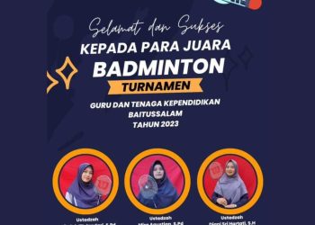 Pertandingan Badminton Milad Baitussalam Ke 39 Usai Dilaksanakan, Inilah Juaranya