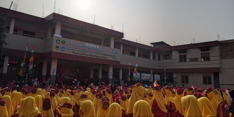 HUT RI Ke 79, PaudQu/MI Baitussalam Awali Kegiatan dengan Senam Bersama