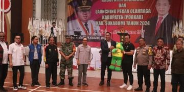 Sekda dan KONI Launching Maskot Porkab 2024 di GOR Pemuda Cisaat