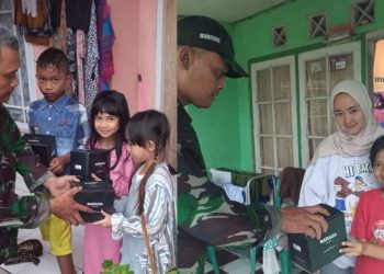 Satgas TMMD ke-124 Kodim 0607 Kota Sukabumi Bagikan Makanan Siap Saji kepada Warga