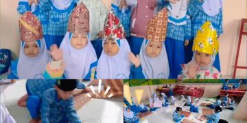PAUDQu Baitussalam Unjuk Kreativitas Buat Topi dari Kertas Kado