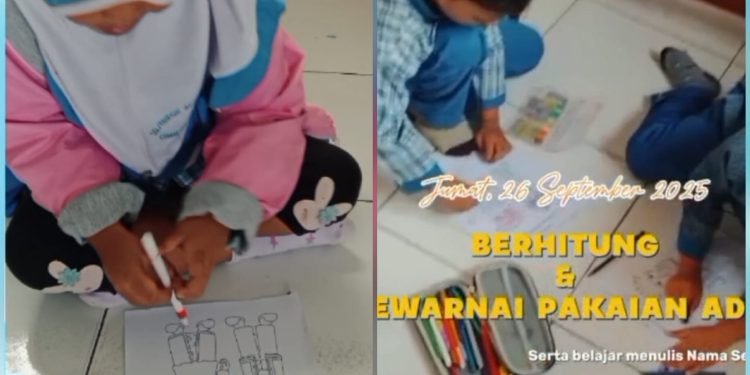 Siswa PaudQu Baitussalam Asah Kemampuan Belajar Mewarnai Gambar