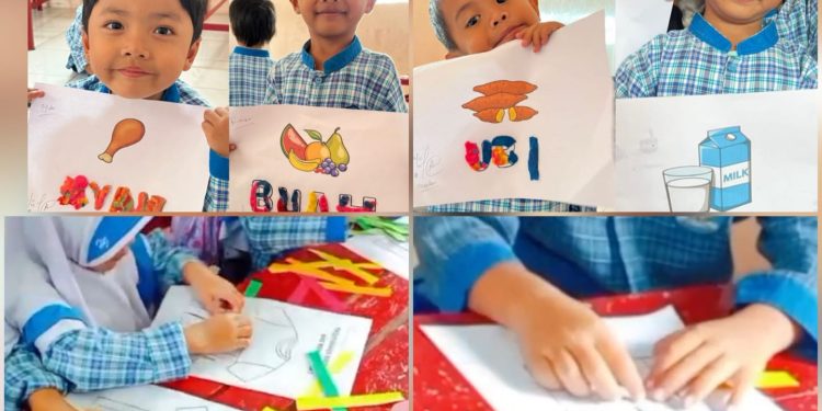 Siswa PaudQu Baitussalam Belajar Menganyam Kertas Origami dan Mewarnai