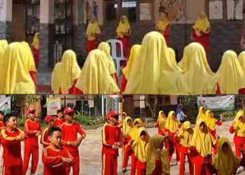 Siswa Kelas VI MI Baitussalam Mengikuti Ujian Praktek Olahraga Senam