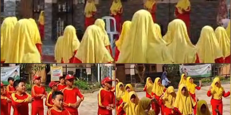 Siswa Kelas VI MI Baitussalam Mengikuti Ujian Praktek Olahraga Senam