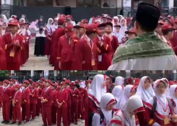 Penuh Khidmat Gelaran Upacara Bendera di MI Baitussalam