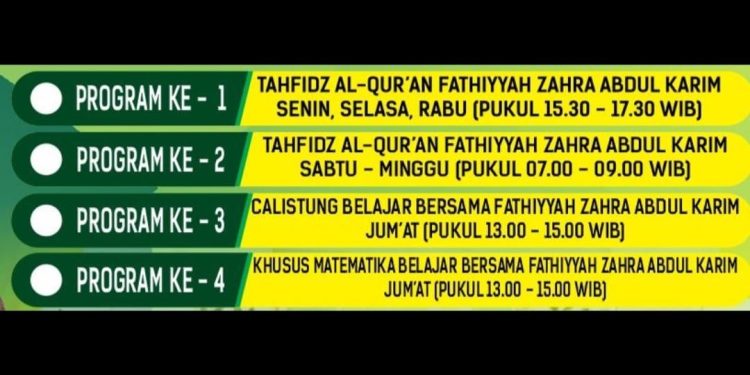 Tahfidz Fathiyyah Zahra Siap Cerdaskan Siswa dengan Empat Program