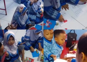 Semarak Kemerdekaan, Anak-anak PAUDQu Baitussalam Mewarnai dan Menempel Bendera Merah Putih