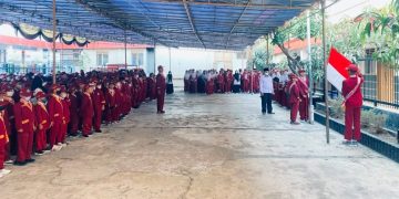 Pupuk Jiwa Nasionalisme, Siswa MI dan TKQ Baitussalam Gelar Upacara