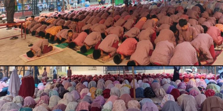 Ratusan Siswa MI dan TKQ Bitussalam Menggelar Sholat Dhuha Berjamaah
