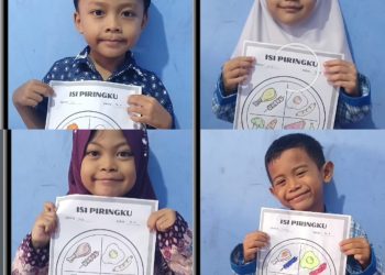 Penuh Ceria, Anak-anak PaudQu Baitussalam Mewarnai Gambar Makanan