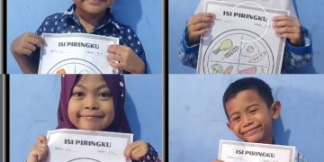 Penuh Ceria, Anak-anak PaudQu Baitussalam Mewarnai Gambar Makanan